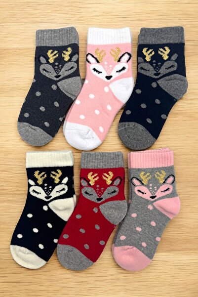 tibo 6 чифта безшевни зимни чорапи с дебели хавлиени кърпи с шарки на елени