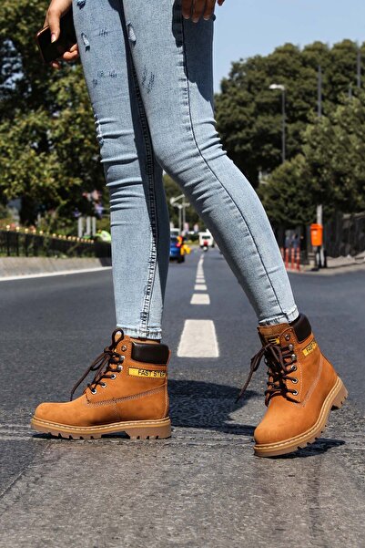 FAST STEP Γυναικείες Καφέ Δερμάτινες Tan Nubuck Worker Boots 938sga50