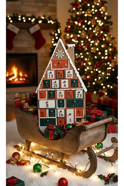 Florya Studyo Zencefilli Kurabiye Ev Advent Calendar Yılbaşı Takvimi - 24 Sürpriz Kutulu Boş Dekoratif