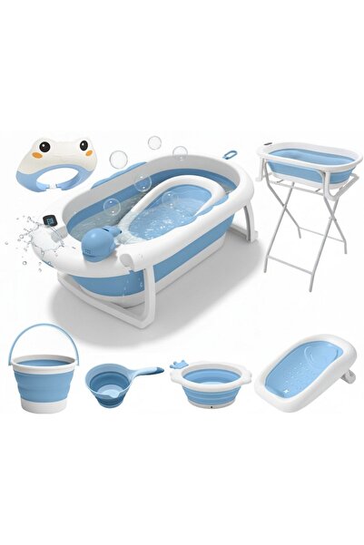 UNIQVIBE Πλήρες σετ μπάνιου 7in1 SplashUP® πτυσσόμενη θερμαινόμενη μπανιέρα - Blue Lagoon