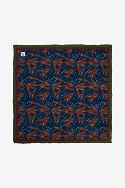 W Collection YEŞİL DESENLİ YÜN MENDİL