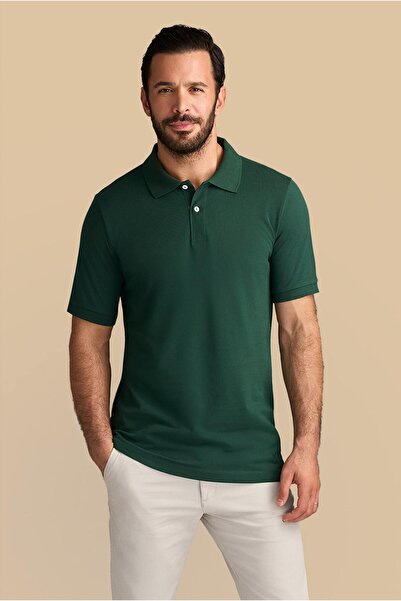 Kiğılı تي شيرت قطني بياقة بولو وتطريز - مقاس عادي