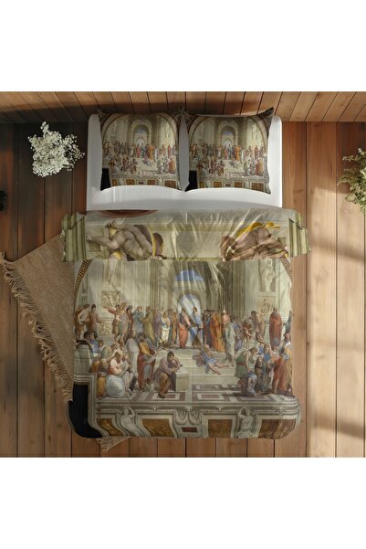 The Lucid Lab Atina Okulu & Adem'in Yaratılışı Çift Taraflı Nevresim Takımı - 200 cm x 220 cm