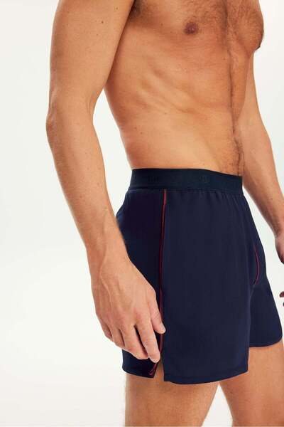 House of Silk Indigo Extra Yumuşak Viskon Biyeli Boxer Şort Mavi