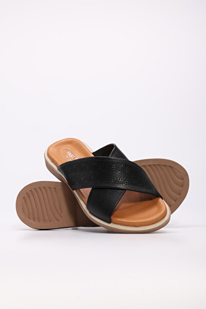 FAST STEP Γυναικείες φλατ παντόφλες από γνήσιο δέρμα 972ZA1201