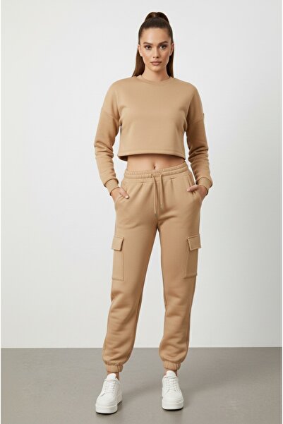 kemmy kışlık içi pamuklu kargo cep paçası lastikli eşofman altı