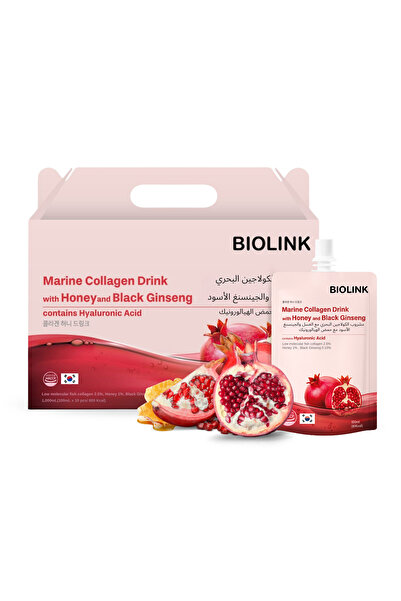 Biolink Marine Collagen Drink 10x100ml – Hyaluronic Acid, Collagen, Black Ginseng & Pomegranate