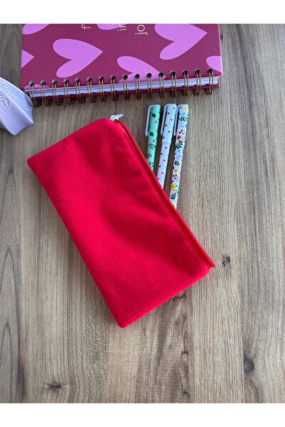 minyaturhayalim Kırmızı dikdörtgen kalemlik makyaj çantası cüzdan astarlıdır ...