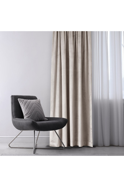 Amelia Home Velvet curtain with rings, Velvet, 210 g/m2, opacity 77%, 140 x 245 cm, Sandbeige, 1 pc.