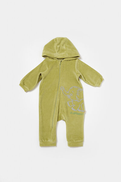 BabyCosy Elephant jumpsuit with long sleeves and hood made of 80% cotton and 20% polyester - Green, 6-9 months