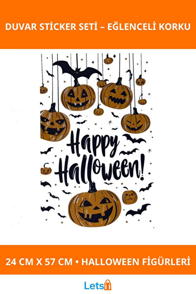 Letsii ملصق حائط على شكل اليقطين بطابع الهالوين مقاس 24 × 57 سم