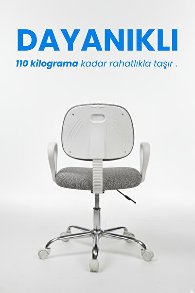 Depolife Ev Ofis Sekreter Personel Çalışma Sandalyesi Geriye Yatma Krom Beyaz Büro Ders Oyuncu Koltuğu