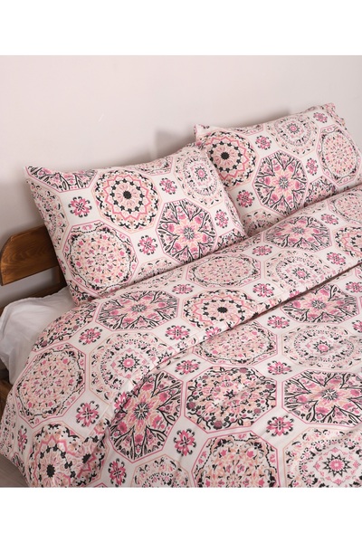 Gloriys Home & Decor Pink Geometric Patterned Single Duvet Cover Set (Without Sheets)