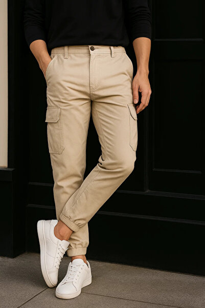 DAMGA JEANS Erkek Günlük Trend Lastikli Taş Kargo Pantolon