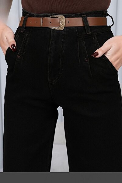 RS RİCHSTAR Kadın Yüksek Bel Bol Paça Kemerli Palazzo Kot Pantolon