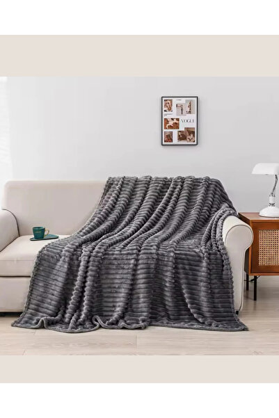 Truva Grup Pătură Cocolino Gri Închis Premium 200x230 cm – Flausată, Catifelată și Rezistentă la Spălări