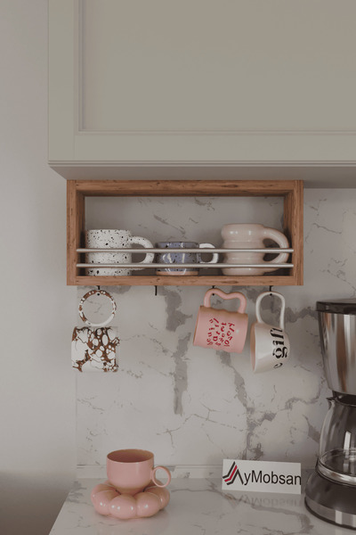 AYMOBSAN Trend Kupa Standı, Bardak Tutucu, Kupa, Fincan Askılığı Çok Amaçlı Raf 45 CM