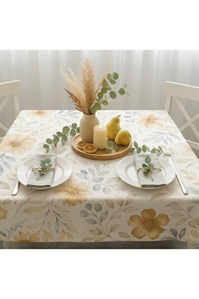 Pucioasa Teflon-coated cotton tablecloth, round, diameter 180 cm, flowers and...