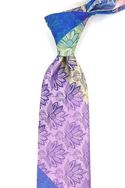 Kravatkolik Floral Pattern Multi Color Patchwork Tie Kk13282