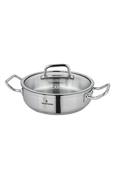Sofram Turkish Atlas Steel Low Cooking Pot with Glass Lid, 28cm