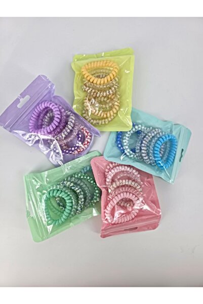 Famira Trading 6-Piece Phone Cord Hair Tie Set – Colorful Thick Rubber Tie, Spiral Women's Hair Accessory