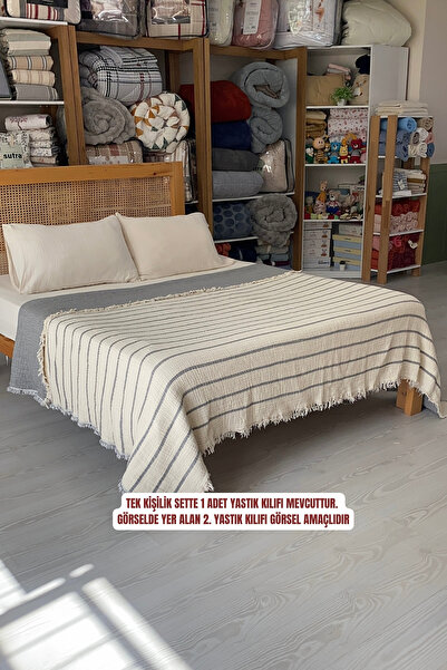 sutra 100% Cotton 8-Layer Muslin Quilt and Elastic Sheet Single Person Sleeping Set