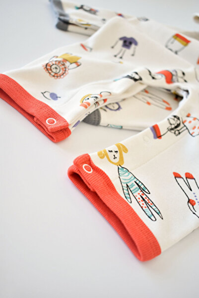 BabyCosy Set of 2 long sleeve jumpsuits and long pants - 100% cotton - Red and Grey, 6-9 months