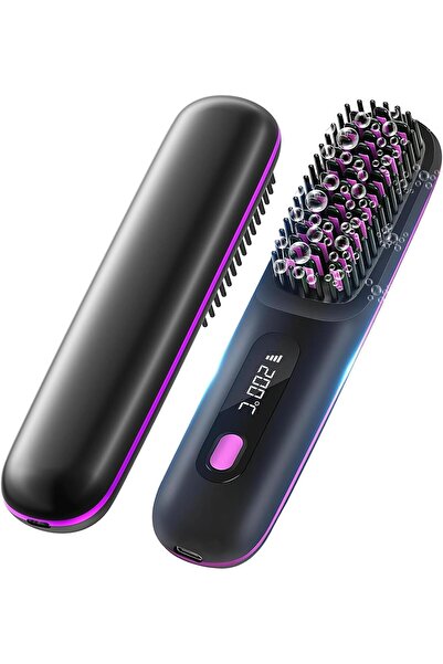 HYX Cordless Hair Straightener Brush, Rechargeable Anion Hot Comb, 3 Temp Set...