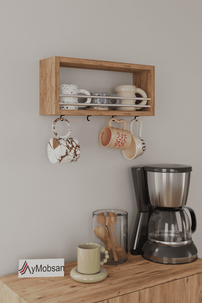 AYMOBSAN Trend Kupa Standı, Bardak Tutucu, Kupa, Fincan Askılığı Çok Amaçlı Raf 45 CM