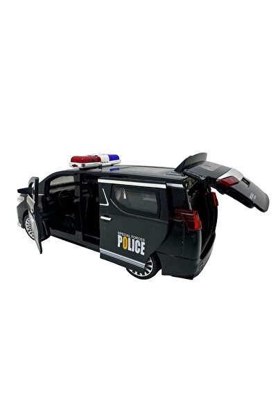 JPT Mașină de poliție SWAT neagră cu lumini și sunete, scară 1:32