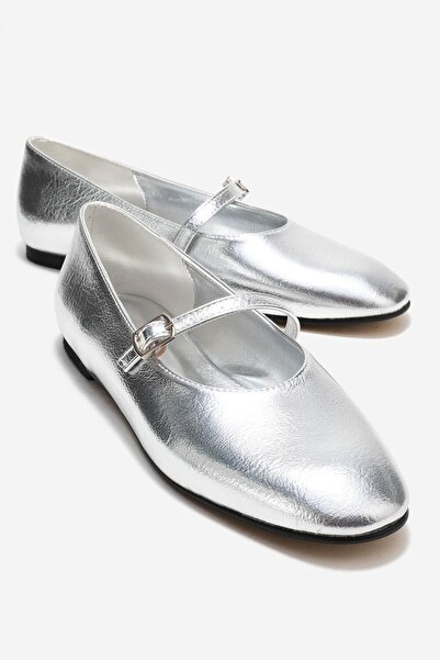 CCWAY AYAKKABI Γυναικεία Μπαλαρίνα με Ζώνη ΑΣΗΜΕΝΙΟ ΔΕΡΜΑ