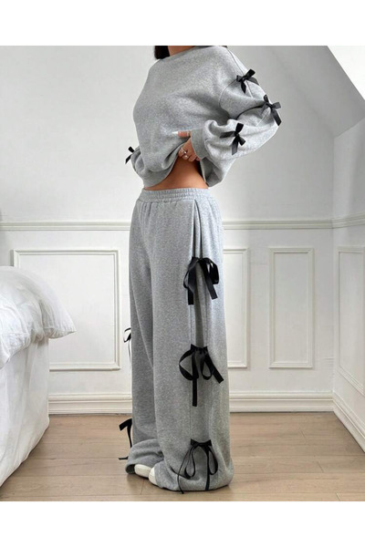 Touz Moda Ribbon Detail Alt Top Bottom Tracksuit Set