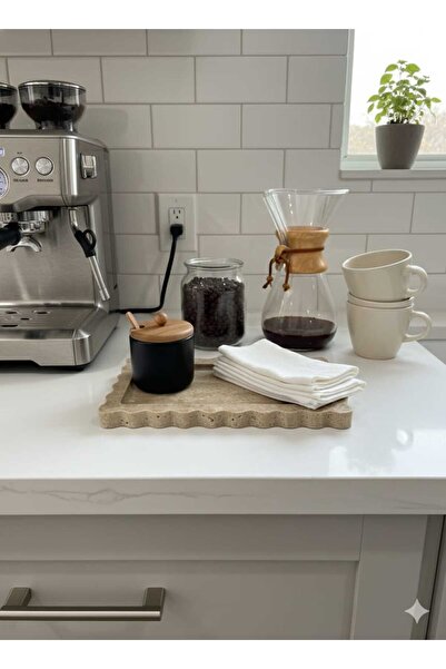 FARALYAHOME Natural Travertine Marble Tray, Bathroom Organizer, Presentation Plate with Edge Detail