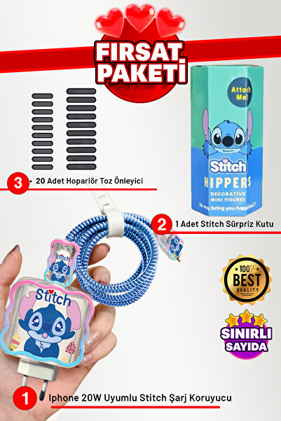 WANNA PROTECT Iphone 20W Uyumlu 1 Adet Şarj Koruyucu + 1 Adet Stitch Hippers ...
