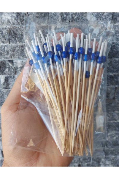 İthal أعواد أسنان من الخيزران باللون الأزرق مقاس 12 سم، للحفلات، العروض التقديمية، الهامبرغر، الكوكتيل، ملونة، أعياد الميلاد