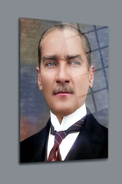 glassartdesign Pictură în sticlă de Ataturk-18 Pictură de Ataturk - Pictură c...