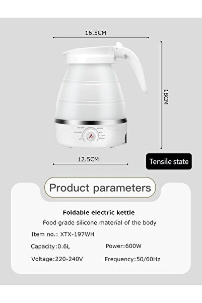 B&D Silicone Foldable Electric Kettle, 600 ml, 6 Settings, 600W, White