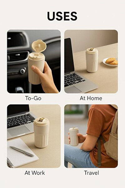 B&D B & D Vacuum Insulated Bottle, 350 ml, Stainless Steel, Flip Lid