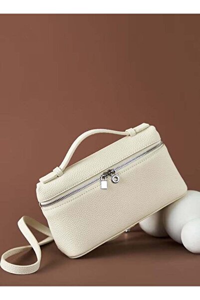 JOGAMS Classical Women Crossbody Bag Solid White Leather Commuter Shoulder Bag