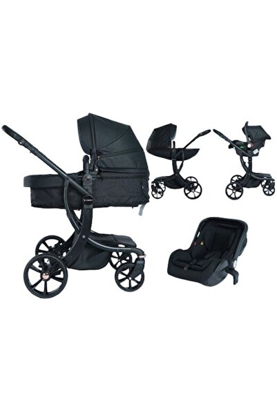 Visoli Cărucior 3-in-1 tip ou, multifuncțional cu scaun auto - Black