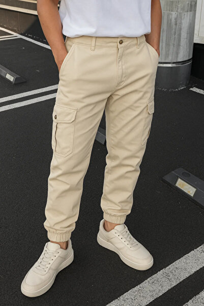 DAMGA JEANS Чоловічі еластичні штани з високою талією та тактичними кишенями