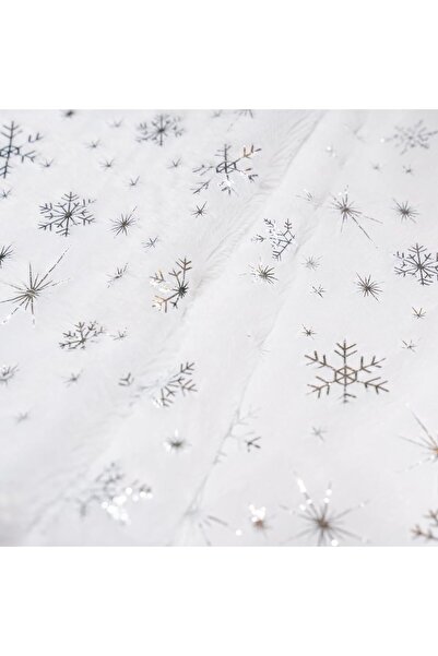 zola Χαλί χριστουγεννιάτικου δέντρου, αφράτο λευκό με ασημένια αστέρια, κούμπωμα με velcro, 90 εκ.