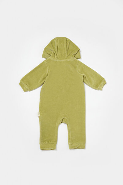 BabyCosy Elephant jumpsuit with long sleeves and hood made of 80% cotton and 20% polyester - Green, 6-9 months