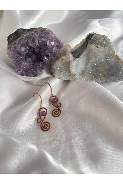 İDE TAKI TASARIMM HAM BAKIRDAN YAPILMIŞ EL YAPIMI DOĞAL TAŞ FİRUZE TAŞLI [şifa ve koruma] KÜPE