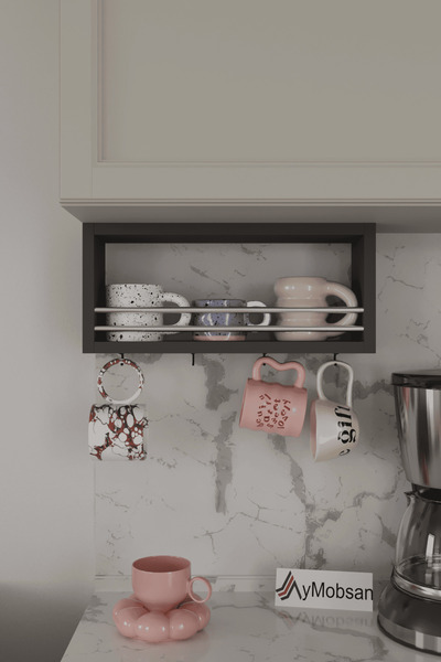 AYMOBSAN Trend Kupa Standı, Bardak Tutucu, Kupa, Fincan Askılığı Çok Amaçlı Raf 45 CM