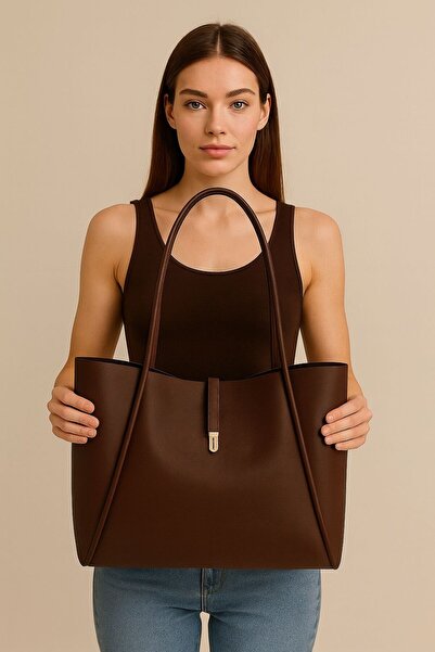 citycenterfashion Women's Large Shoulder Bag with Front Lock Closure and Makeup Bag Cty-Lbn-3499