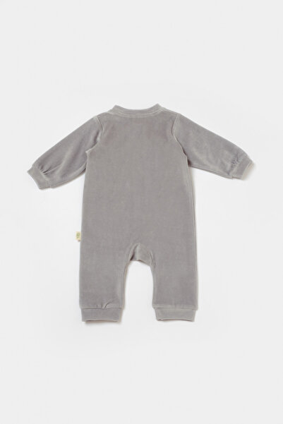BabyCosy Elephant long sleeve jumpsuit made of 80% cotton and 20% polyester - Gray, 9-12 months