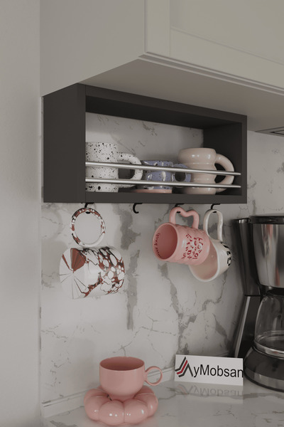 AYMOBSAN Trend Kupa Standı, Bardak Tutucu, Kupa, Fincan Askılığı Çok Amaçlı Raf 45 CM