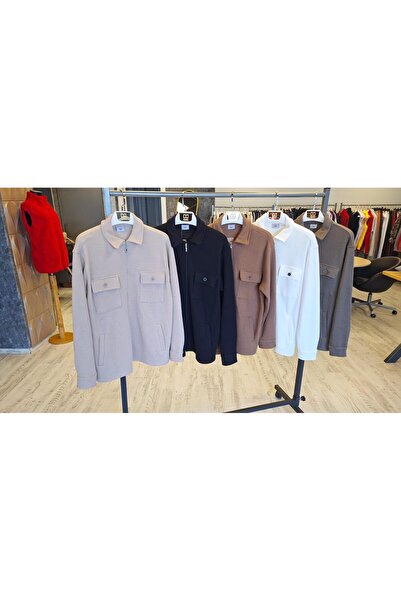 Duss Men's Buttoned Zippered Shirt Jacket