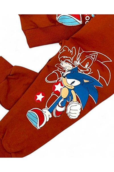 VOY KİDS Sonic Printed Boys' Seasonal Thin Tracksuit Set L Interlock Fabric 100% Cotton L 2-10 Years